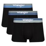 WRANGLER Men's Boxer Shorts in Black | Soft Touch Cotton Rich Trunks with Stretchy Elasticated Waistband | Comfortable and Breathable Underwear - Multipack of 3