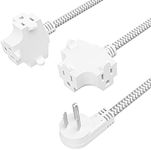 2 Pack 3 Outlet Extension Cord Power Strip, 8 Ft Extension Cord, Use in Office, Travel or Home,13A/125V/1625W,Black and White Braided Thread
