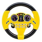 Cuackamily Children's Steering Wheel Toys, Simulated Portable Driving Controller Car Toys, Pretend Driving Seat Toys, Early Developing Educational Toys Gift For Kids Toddlers Boys Girls (Yellow)