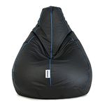 Amazon Brand - Solimo Classic XXXL Bean Bag Cover (Without Beans) - Black With Royal Blue Piping