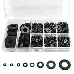 QTEATAK 510 Pcs Black Nylon Flat Washer Assortment Kit for Electrical Connections on Household & Commercial Appliances, (M2 M2.5 M3 M4 M5 M6 M8 M10)