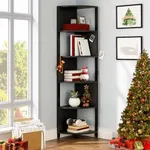 YITAHOME 6-Tier Corner Shelf, 68.8" Tall Modern Free Standing Zigzag Corner Bookshelf, 6 Shelf Display Corner Bookcase Open Small Book Shelves for Living Room, Home Office, Small Space, Black