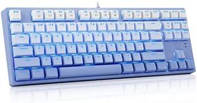 HUO JI E-YOOSO Mechanical Gaming Keyboard with Gradient Blue PBT Keycaps Blue Switches LED Backlit Wired 87 Key Tenkeyness for Windows PC