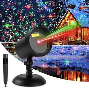 Christmas Motion Laser Projector Light Outdoor for Seasonal Decorative Lighting Show, as Seen on TV Xmas Light Landscape for House Garden, Red & Green Stars Dots Dynamic Keeping Moving Change Pattern