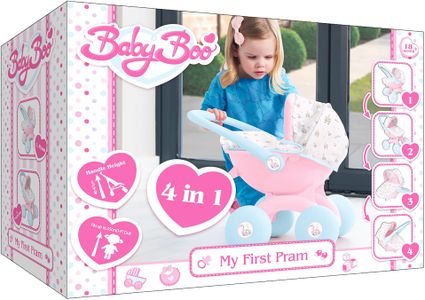 BabyBoo 4-in-1 Doll Pram – Convertible Stroller, Pink