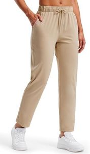 Libin Women's Joggers Pants 7/8 Ankle Golf Pants 4-Way Stretch Casual Dress Business Teacher Sweatpants with Pockets for Workout, Athletic, Lounge, Travel, Khaki,XL