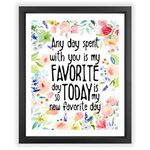 Eleville 8X10 Any day spent with you is my favorite day Floral Watercolor Art Print (Unframed) Winnie the Pooh Quotes Nursery decor wall art Home Decor Birthday Wedding Holiday Gifts WG084