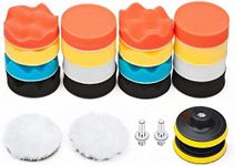 ‎Rainbow-AU Car Foam Drill Polishing Pad Kit 22 PCS, 3 Inch Buffing Pads Sponge Foam Buffing Waxing Polishing Pads Drill Polisher Attachment Set with Drill Adapter Kit