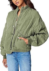 [BLANKNYC] Womens Luxury Clothing Tencel Drop Shoulder Quilted Jacket, Burnt Sage, Small