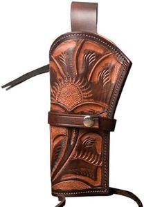 Hulara Tooled Leather Western Gun Holster Heritage 22 Holster .38 .44 .45 .357 .358 Cowboy Holsters for Revolvers 4" to 8" Heritage Rough Rider Leather Holster