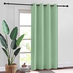 Urban Space Thermal Insulated Blackout Curtains 7 feet Long Set of 2 Curtains, Faux Silk Blackout Curtains with Eyelet and Tieback (Door Curtains, 7 feet, Set of 2, Sage Green)