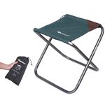 Azarxis Small Camping Folding Stool, Mini Outdoor Collapsible Chairs Seat Portable Lightwight for Fishing Camp Traveling Hiking Beach Garden BBQ with Carry Bag (Dark Green - Medium)