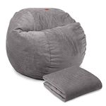 CordaRoy's Full Size Chenille Bean Bag Chair Cover (Bean Bag Sold Seperately), Charcoal