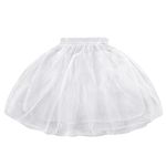 LULUSILK Kids 3 Layers Knee Length Hoopless Petticoat Crinoline for Flower Girl Dress, Formal Dress, White