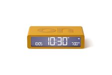 Lexon Flip Classic Digital Alarm Clock with Reversible On/Off Faces, Rechargeable bedside clock with LCD display, Touch Sensor for Snooze & Light function - Yellow