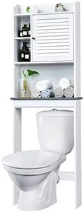Giantex Bathroom Over-The-Toilet Storage Cabinet, Freestanding Home Toilet Rack w/ 5-Level Adjustable Shelves, Space Saver Organizer Rack, Bathroom Storage Shelf, White
