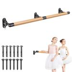 BeneLabel 1.7M Ballet Barre, Wall Mounted Wood Adjustable Dance Bar for Home Barre Workout Stretching Equipment with Metal Support Bracket Holder for Kids and Adults, 4cm Diameter