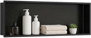 Autopartsfreer Recessed Wall Niche Cabinet 36" x 12", Matte Black Stainless Steel, No Tile Needed, Shower Niche Storage