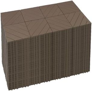 Mapleyard 432 PCS Plastic Interlocking Deck Patio Tiles - 12" x 12" Anti-Slip Waterproof Outdoor Flooring, Balcony Floor Decking for Poolside & Backyard, All Weather Use, Brown, Diagonal