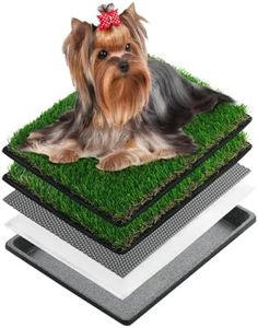 MEEXPAWS Dog Grass Pee Pads for Dogs with Tray , Small Size 18 by 14 in , 2 Dog Artificial Grass Pads , Indoor Dog Litter Box