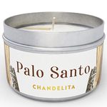 Chandelita Palo Santo Scented Aromatherapy Candles for Air Purification and Spiritual Healing and Cleansing, with Pieces and Soy Wax for Relaxation, Meditation and Chakra Healing (1 Unit)