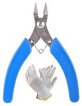 Digital Craft Electrical Stain Steel Wire Cable Cutters Cutting Side Snips Flush Pliers Nipper Anti-Slip Rubber Mini Diagonal Pliers Hand Tools with Safety Hand Gloves