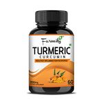 Farmity Turmeric Capsules - Anti-Inflammatory Joint Support, Antioxidant & Immune Boost , Natural Curcumin Bioavailability for Pain Relief, Arthritis & Digestive Health , Herbal Supplement - 60 Capsules