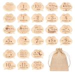 Baby Milestone, 26 Designs Monthly Baby Milestone Wooden Cards, 13 Reversible Wooden Baby Announcement Sign, Newborn Photography Props Gift Set