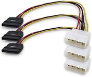 XANHAM 3-Pack 7.8 Inch 4 Pin Molex to SATA Power Cable, IDE 4Pin Male to SATA 15 Pin Female Power Adapter Cable