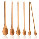 Wooden Meauring Spoons Set of 6 - Long Handle Beechwood Measuring Spoons 1/8 TSP, 1/4 TSP, 1/2 TSP, 1 TSP, 1/2 tbsp & 1 tbsp for Measuring Dry Ingredients for Cooking Baking Gift(10 inch)