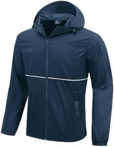 ZITY Waterproof Raincoat for Men Windproof Jacket with Hood Lightweight Packable for Golf Travel Camping‌ Navy L