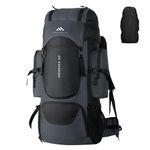 MOUNTILE HIKEMATE 60L Travel Backpack with Water Proof Rain Cover, Shoe Compartment - Camping Hiking Rucksack Trekking Bag (Grey) - MTL02