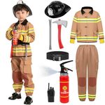 Spooktacular Creations Kids Firefighter Costume, Fireman Costume with Complete Firefighter Accessories for Kids Halloween Dress-up Parties, Fireman Role Play