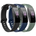 3 Pack Bands Compatible with Fitbit Inspire 2 & Fitbit Inspire HR & Fitbit Inspire & Fitbit Ace 2 Fitness Tracker for Women Men, Sport Silicone Replacement Straps for Fitbit Inspire 2 Bands (Black/Abyss Blue/Avocado Green,Small)