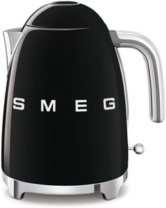 Smeg 1.7L Electric Kettle 2400W, Original Italian Brand, Patented Smeg Black Color, Highest Food Grade Stainless Steel Full Body, Soft Lid Opening System, Luxury 50's Style KLF03BLEU