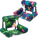 WERNNSAI Fabric Pool Float Chair for Adult - 2 Pack Inflatable Pool Float Water Hammock Adjustable Floating Pool Lounge Chair for Swimming Summer Water Party (Flamingos & Green Plants)