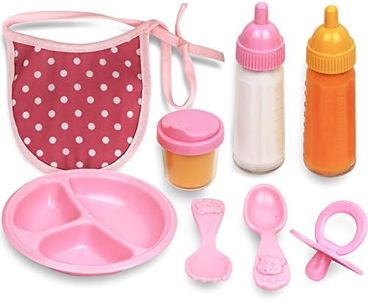 Click N' Play 8-pc Baby Doll Feeding Set w/Accessories | Baby Doll Accessories Set, Dolls Set/Stuff, Toy Bottles, Disappearing Milk, Food Set, Bottle Toys, Pretend Play Supplies | Toddler, Girls