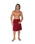 Arus Men's Towel Wrap, 100% Turkish Organic Terry Cotton, Burgundy, S/M