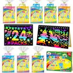 ZMLM Party Bag Fillers for Kids Scratch Art for Kids Party Favors: Rainbow Mini Scratch Note Bulk Art Craft Drawing Supplies Kit Girl Boy DIY Toys Gift for Birthday Children's Day (24 PCS Orange)