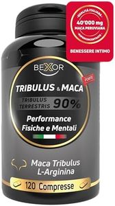Maca Peruviana Nera + Tribulus Terrestris + Arginina + Vitamina B C D | Alto Dosaggio 40.000 mg | 120 compresse | Integratore per Vigore fisico e mentale | Bexor