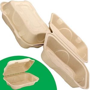 Biodegradable 6x9 Take Out Food Containers with Clamshell Hinged Lid 50 Pack. Microwaveable, Disposable Takeout Box to Carry Meals Togo. Great for Restaurant Carryout or Party Take Home Boxes