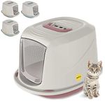 CAT CENTRE Medium Pink Cat Hooded Litter Tray Extra Deep Kittens Small Cats Toilet Enclosed Box Pan Loo Filter Flap Door Detachable Rim Rounded Corners Safe Durable Galaxy Carry Handle