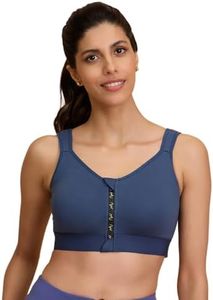 NYKD (NYK907 High Impact Padded Sports Bra with Removable Pads for Women | Full Coverage Bra with Bounce Control, Front Zip Closure & Posture Corrections | Ideal for Gym, Workouts & Yoga - Blue