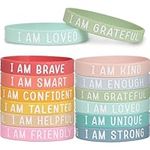 COLOFALLA 12pcs Motivational Silicone Wristbands Inspirational Bracelets with Positive Message Motivational Gifts for Older Kids Students Pupils Teenagers Back to School Gifts Prize