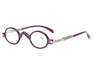 Agstum Readers Mens Womens Vintage Small Oval Round Reading Glasses (+2.50, Purple)