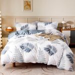 OAITE Duvet Cover Set,100% Cotton Comforter Cover with Leaf Pattern Duvet Cover Set,Soft Bedding Set Includes with 3 Piece (2 Pillow Shams,1 Duvet Cover)