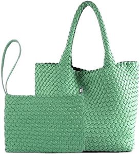 Fashion Woven Bag Shopper Bag Travel Handbags and Purses Women Tote Bag Large Capacity Shoulder Bags, Bean Green1, 16.1" W x 7.1" D x 11" H