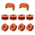 YODUEA 8Pcs Worx Strimmer Spool Lawn Mower Strimmer Spool Grass Trimmer Spool Lawn Mower Line Worx Replacement Line with Spool Cap Covers Compatible with Worx Weed Eater Trimmer Line Refills