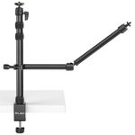 PICTRON LS11 Camera Mount Desk Stand with Auxiliary Holding Arm, Flexible Overhead Camera Mount, Webcam Table C-Clamp Multi Mount for Photography Videography Live Stream