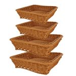 APACALI 4 PCS Wicker Bread Baskets, 30x30cm and 25x25cm Square Wicker Storage Baskets, Wicker Woven Bread Basket for Table, Fruit, Vegetables, Home, Restaurant